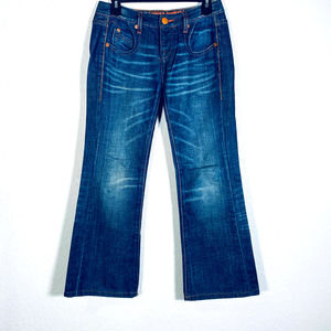 Levis Women's Blue Copper Button Rivets Ankle Wide Leg Jeans Sz 27